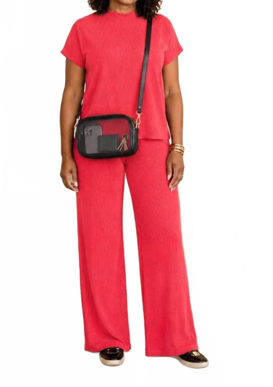NEW ZENANA calm & collected ribbed set in red